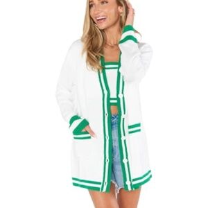 Show Me Your Mumu Lambert Cardigan in Green Stripe Knit